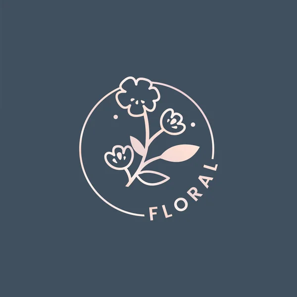 Botanical Floral Rosa Emblema Vetor — Vetor de Stock