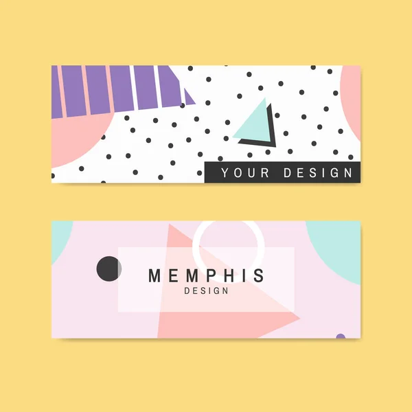 Bandiera Geometrica Colorata Stile Memphis — Vettoriale Stock