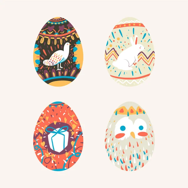 Festival Pascua Pintado Huevos Colección Vector — Vector de stock