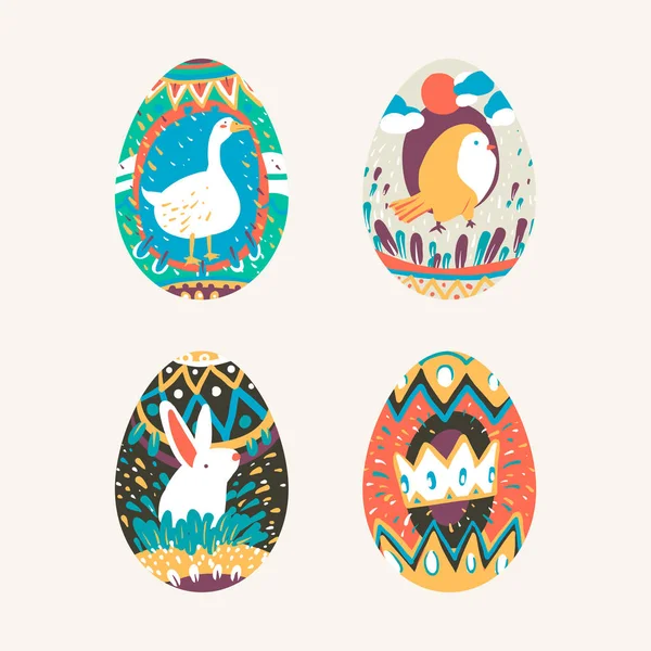 Festival Pascua Pintado Huevos Colección Vector — Vector de stock