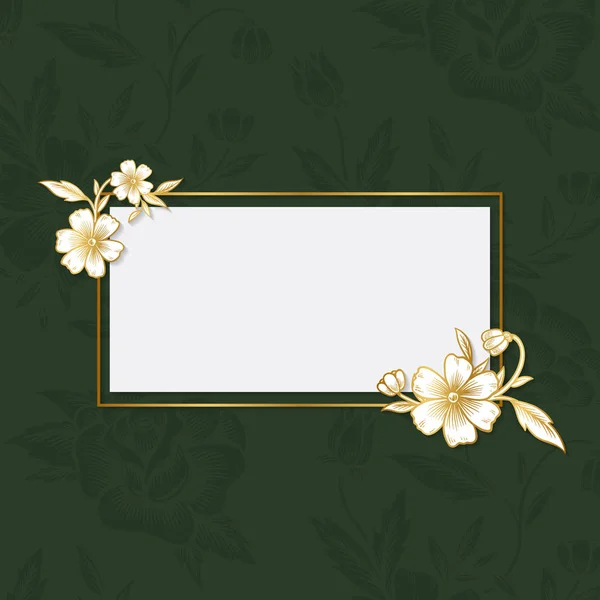 Retângulo Floral Emoldurado Vetor Bandeira — Vetor de Stock