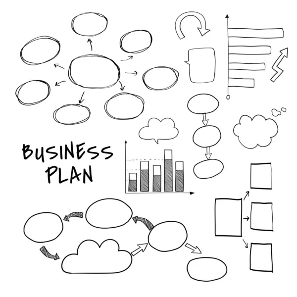 Business Plan Set Met Grafiek Grafiek Vectoren — Stockvector