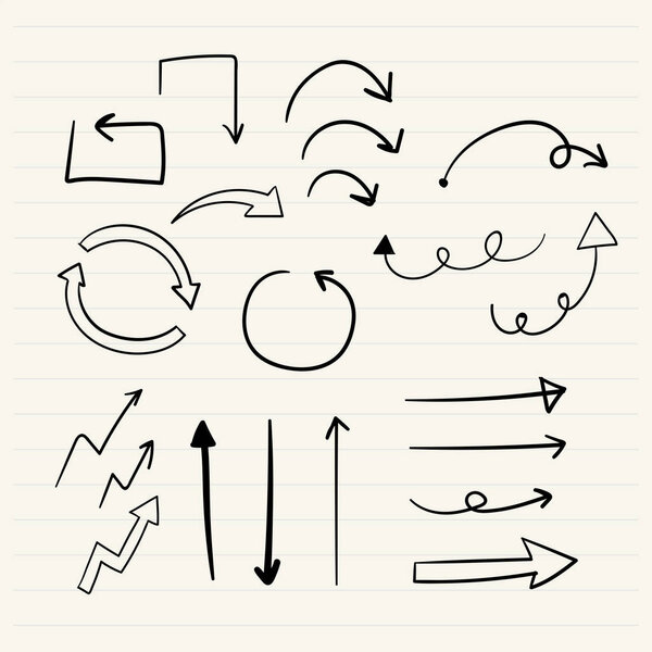 Hand-drawn doodle arrows vector set