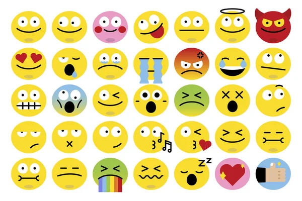 Emoticon Ansiktsuttryck Samling Vektor — Stock vektor