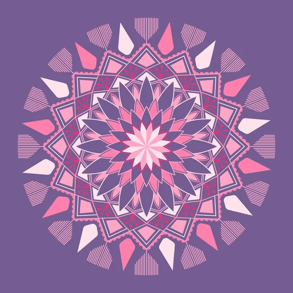 Рожевий Візерунок Мандали Фіолетовому Фоні — стоковий вектор