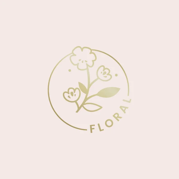 Botanical Floral Rosa Emblema Vetor —  Vetores de Stock