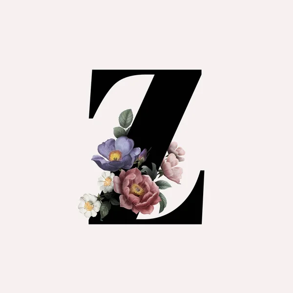 Classic Elegant Floral Alphabet Font Letter Vector — Stock Vector