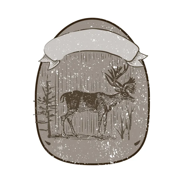 雄の鹿の図バッジ ベクトル — ストックベクタ