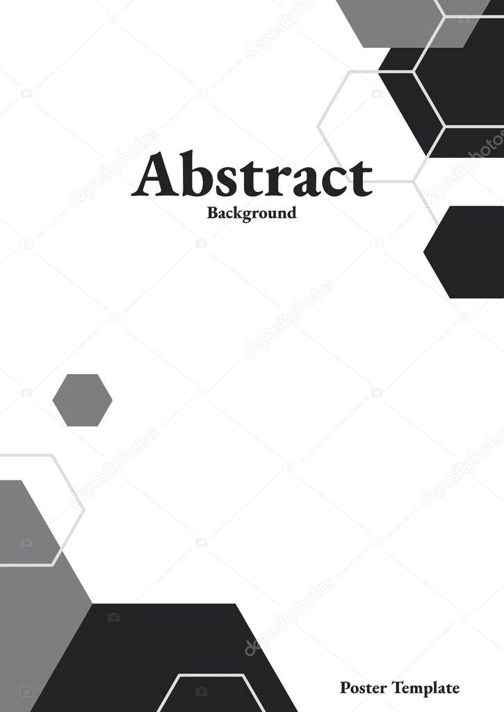 Black and white hexagon geometric pattern poster vector