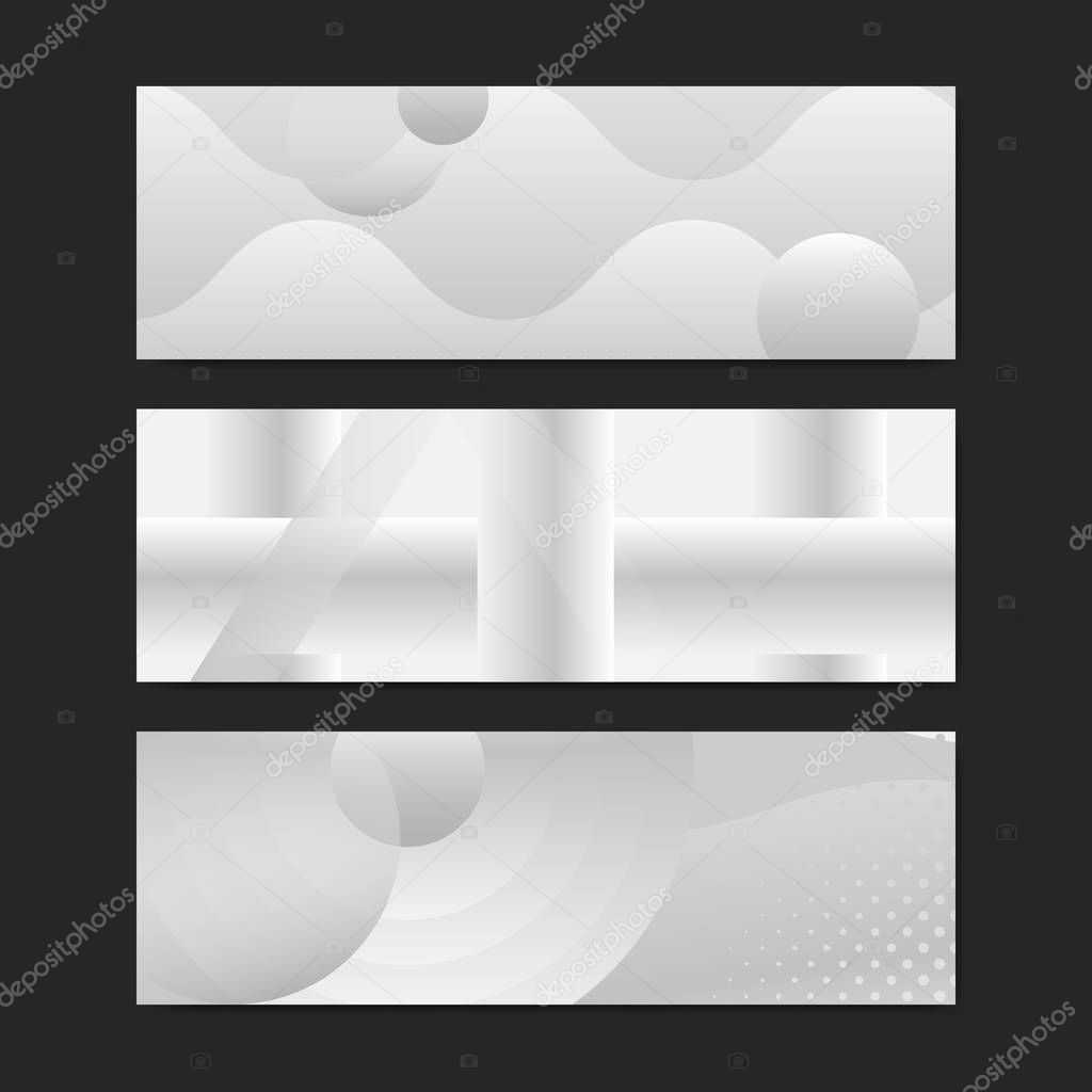 Silver geometric abstract patterned banner vectors set