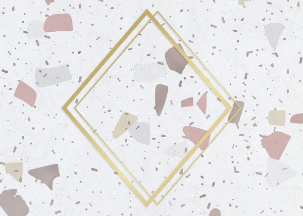 Pastel Desenli Arka Planda Altın Rhombus Çerçevesi — Stok fotoğraf