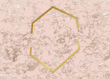 Sert gül altın arka planda altın altıgen çerçeve