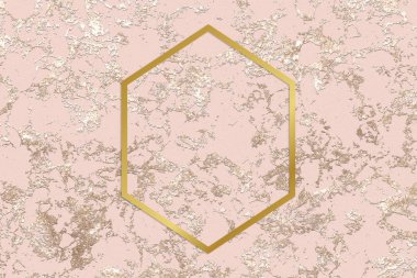 Sert gül altın arka planda altın altıgen çerçeve