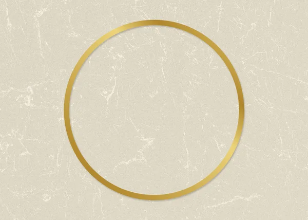 Moldura Círculo Ouro Papel Bege Fundo Texturizado — Fotografia de Stock