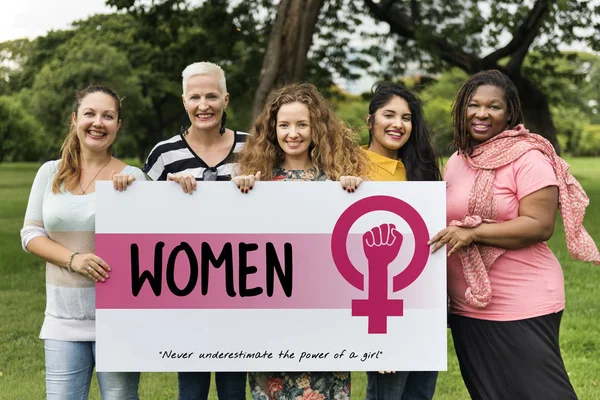 Mujer Chica Poder Feminismo Igualdad de Oportunidades Concepto — Foto de Stock