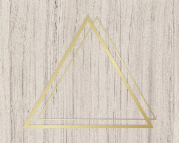 Quadro Triângulo Dourado Fundo Madeira — Fotografia de Stock