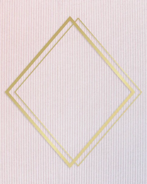 Pembemsi Mavi Kumaş Arka Planda Altın Rhombus Çerçevesi — Stok fotoğraf