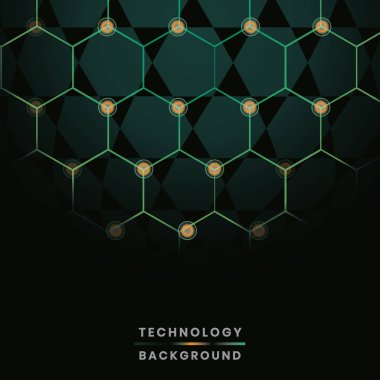 Yeşil altıgen ağ teknolojisi arka plan vektörü