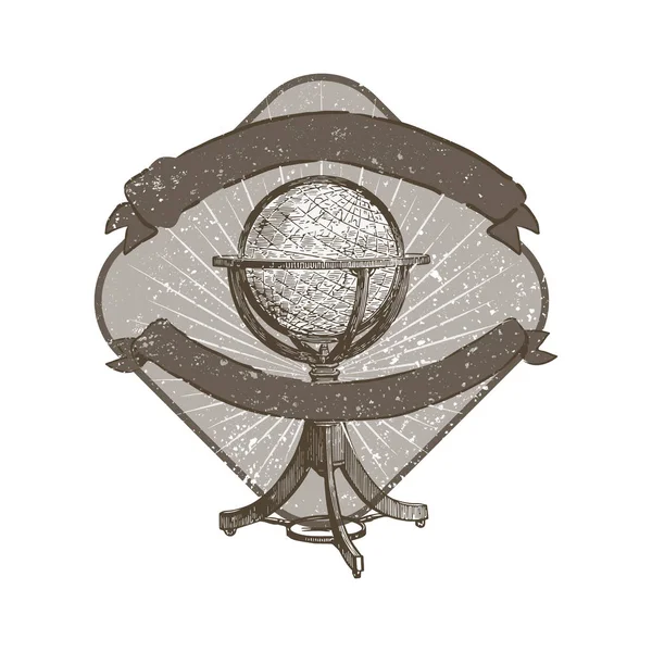 Insigne Illustration Globe Debout Vecteur — Image vectorielle
