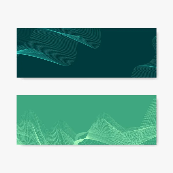 緑のモアレ波バナー ベクトル セット — ストックベクタ