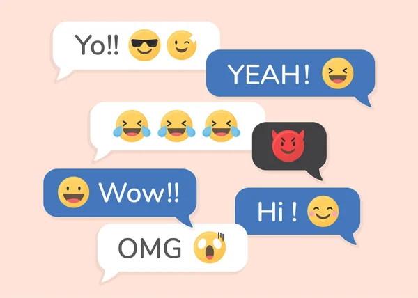 Κοινωνική Media Emoji Διάνυσμα Φυσαλίδες Ομιλία — Διανυσματικό Αρχείο