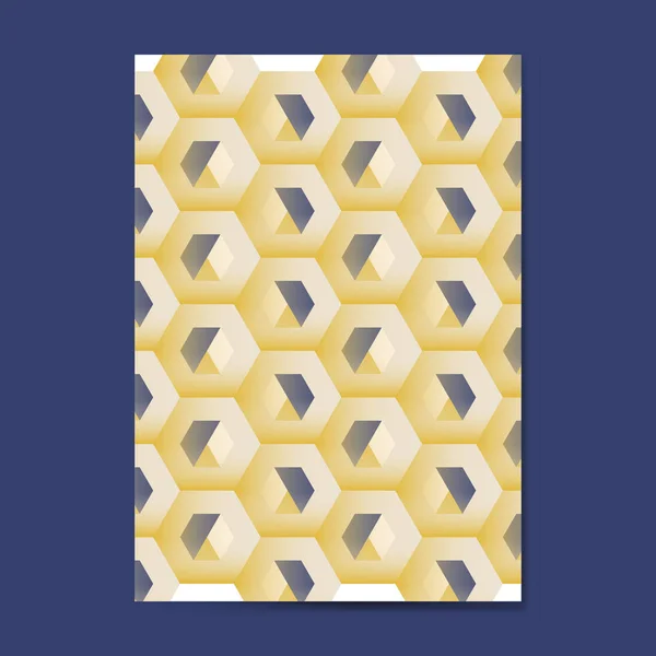 Трехмерный Желтый Синий Шестиугольный Шаблон Вектора Шаблона Плаката — стоковый вектор