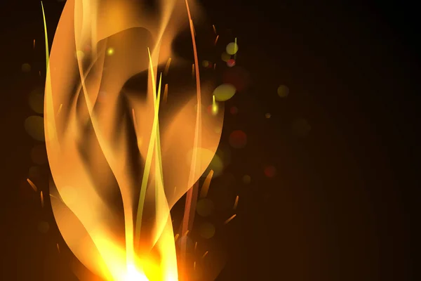Желтое Пламя Черном Фоне — стоковый вектор