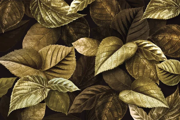 Folhas Plantas Douradas Vetor Fundo Texturizado — Vetor de Stock