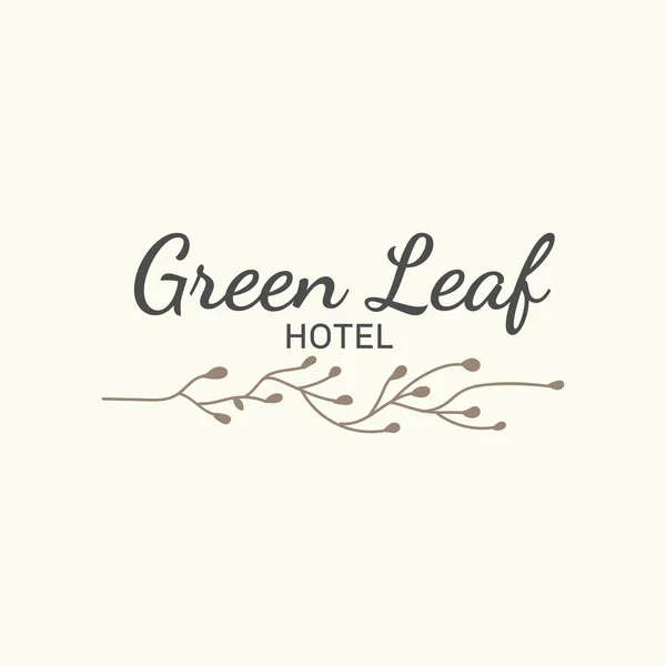 緑の葉のホテルのロゴベクトル — ストックベクタ