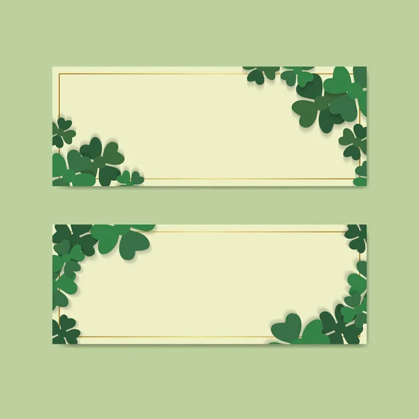 San Patricio Día Banners Blanco Conjunto Vector — Vector de stock