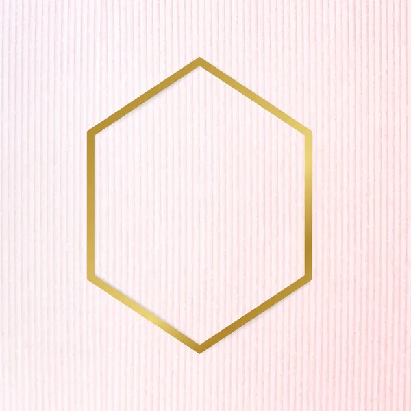 Χρυσό Εξάγωνο Καρέ Ένα Διάνυσμα Φόντο Ροζ Μπλε Ύφασμα — Διανυσματικό Αρχείο