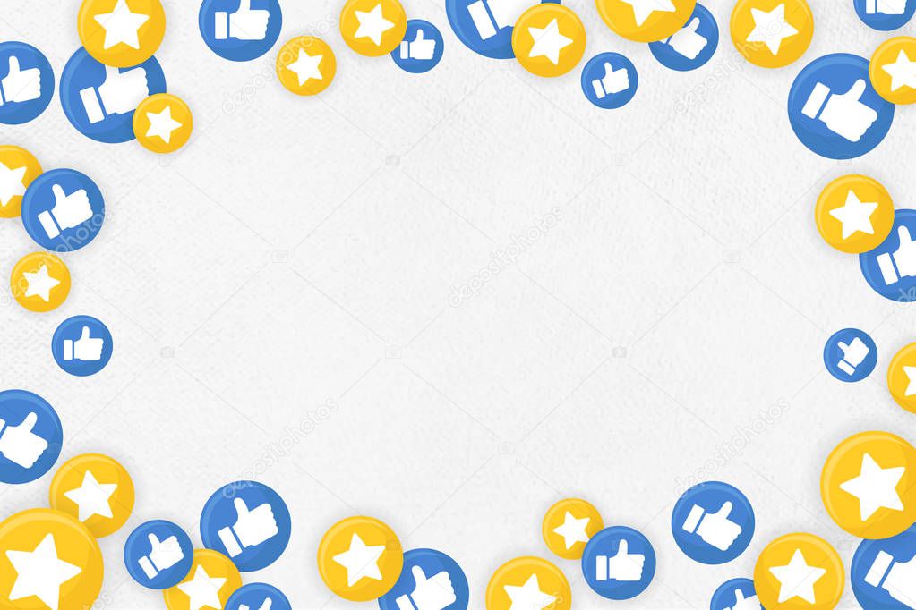 Star and thumbs up themed border frame on a white background vector