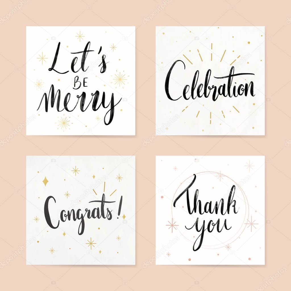 Festive greetings card typography vectors