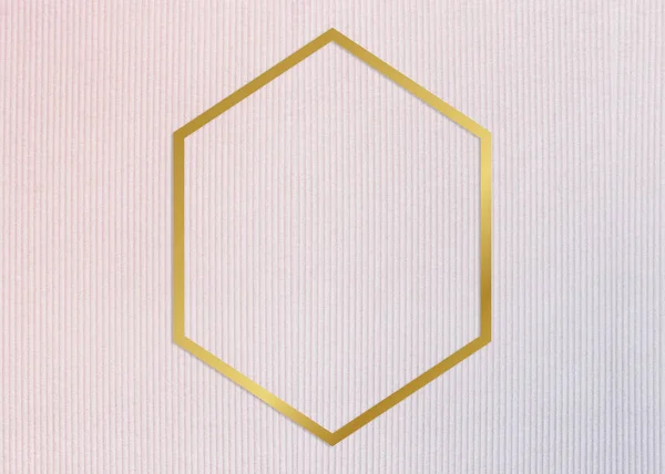 Χρυσό Πλαίσιο Εξάγωνο Ένα Ροζ Χρώμα Φόντο Εικόνα — Φωτογραφία Αρχείου