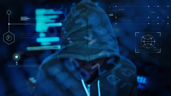 Hacker Werken Duisternis — Stockfoto