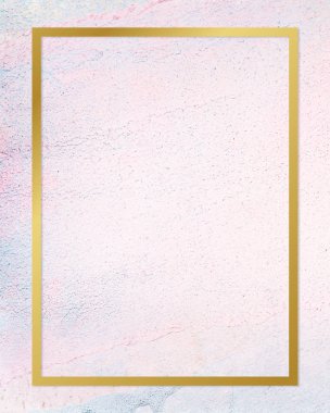 Pastel beton arka planda altın dikdörtgen çerçevesi