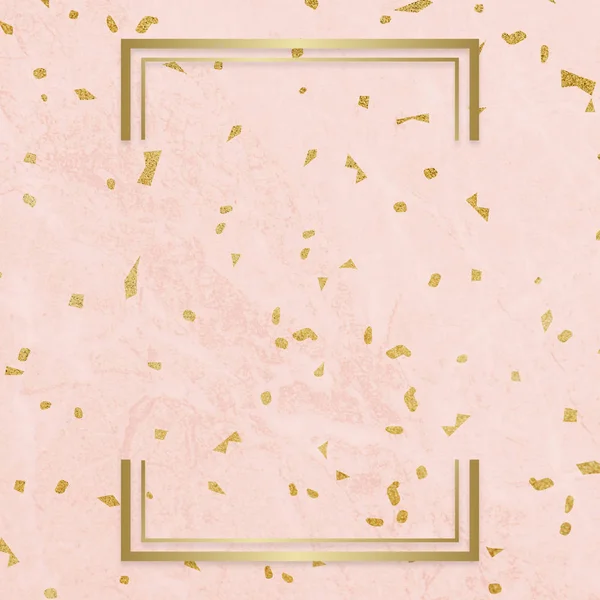 Χρυσό Ορθογώνιο Πλαίσιο Ένα Ροζ Μοτίβο Φόντο — Φωτογραφία Αρχείου