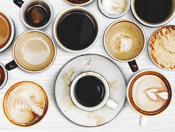 Surtido Tazas Café Sobre Fondo Texturizado — Foto de Stock