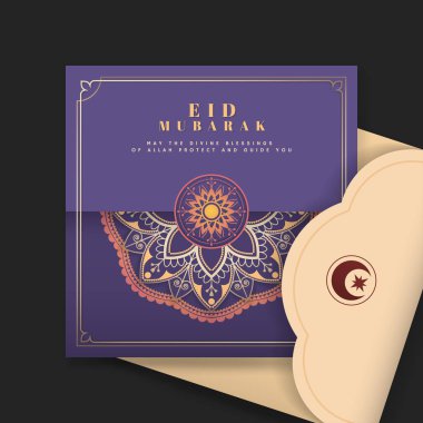 Mor Eid Mubarak kartpostal vektör