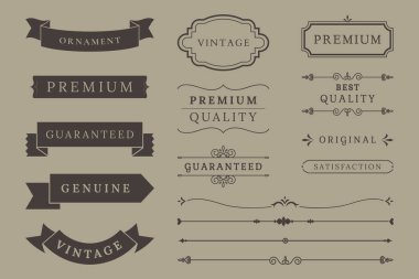 Vintage afiş ve tasarım öğesi koleksiyonu vektörel çizimler