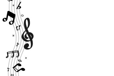 Beyaz arka plan vektör üzerine siyah akan müzik notlar
