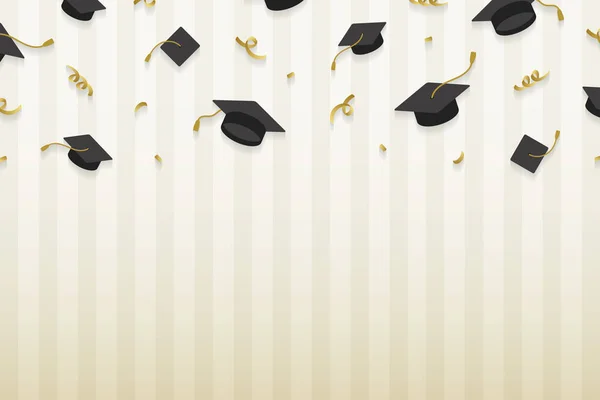 Fondo Graduación Con Vectores Placas Mortero — Vector de stock