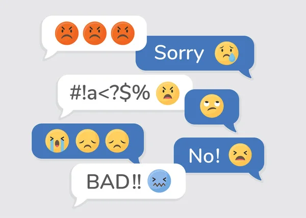 Argument Sociale Media Emoji Spraak Bubbels Vector — Stockvector