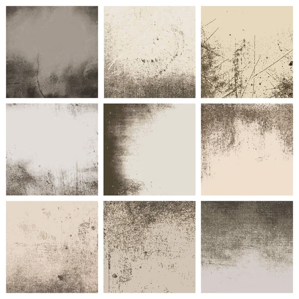 Grunge Beige Distressed Textured Backgrounds Set — Stock Vector