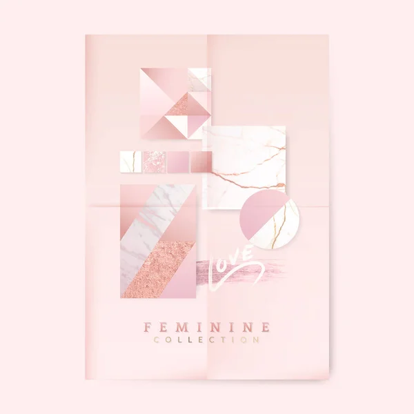 ピンクの女性幾何学的なポスターバナー — ストックベクタ