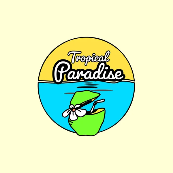 Tropical Paradise Coconut Badge Vector — Stock Vector
