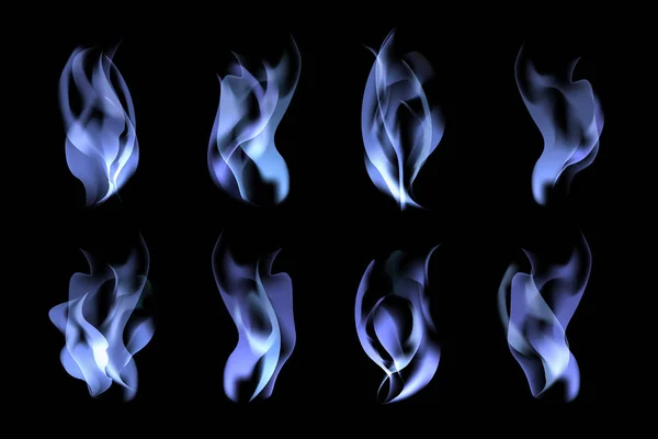 青い燃える炎の要素ベクトルコレクション — ストックベクタ