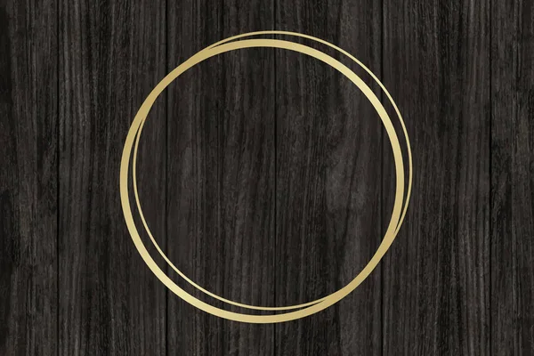 Gold Circle Frame Wooden Background Vector — Stock Vector