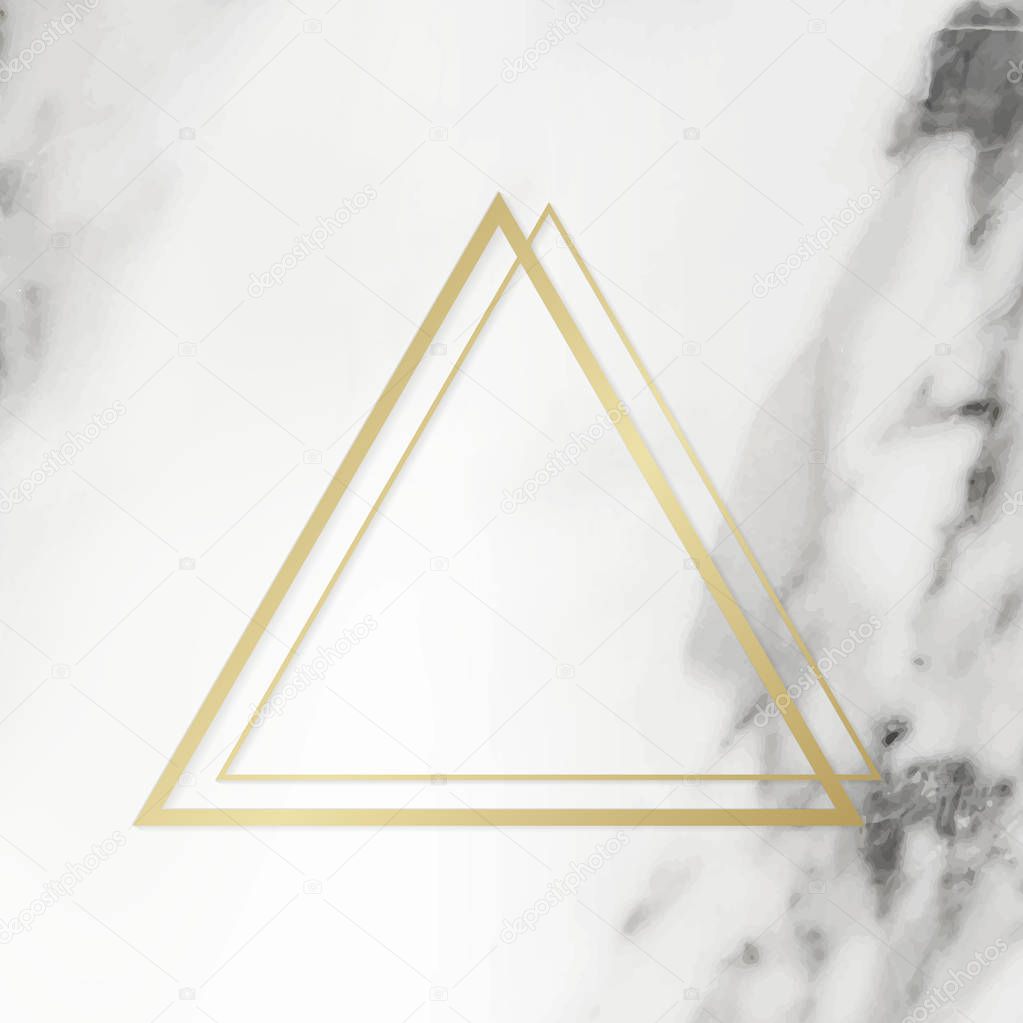 Golden framed triangle on a marble textured vector