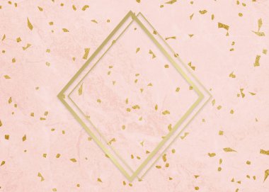Pembe desenli arka planda altın Rhombus çerçevesi